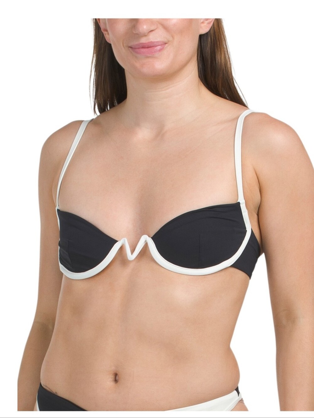 NWT L*Space Nico Bikini Top Size Large Black Classic Swimwear